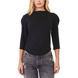 Free People Clover Black Puff Sleeve Top Women's Size X-Small XS